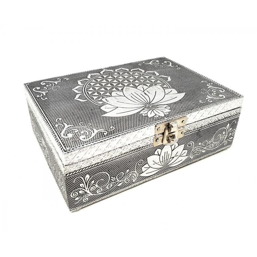 White Metal Lined Box - Lotus, SKU B57-Lotus, UPC 6016006967920