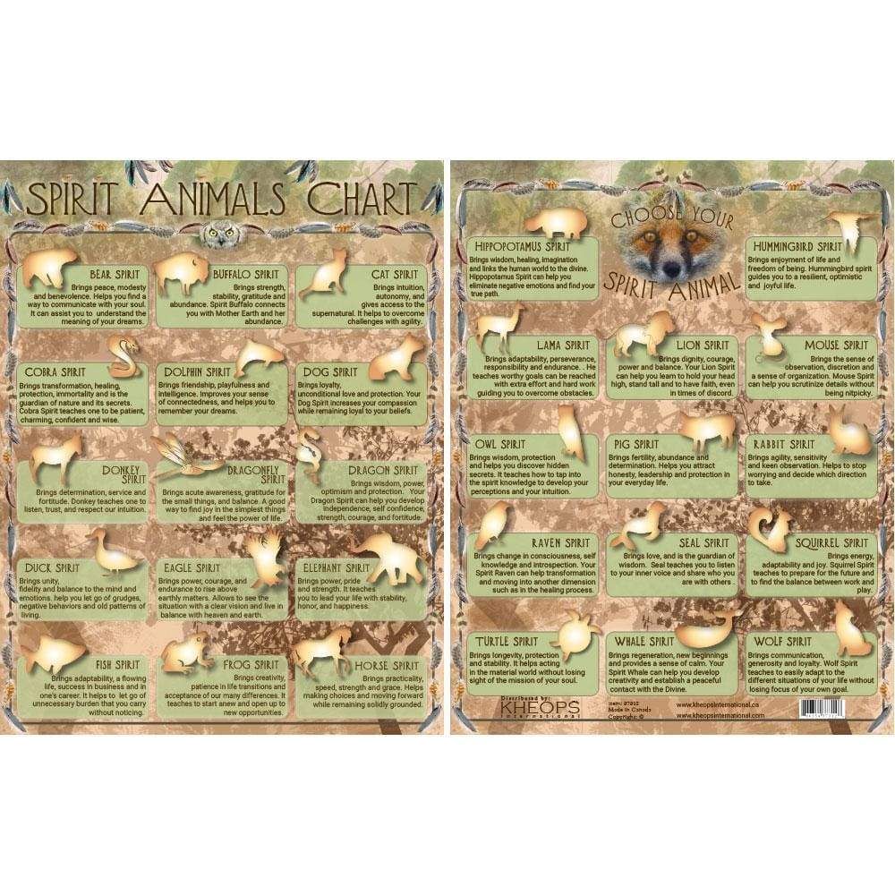 8.5&quot; x 11&quot; English Information Chart - Spirit Animals, SKU KH-37312, UPC 6016205287294