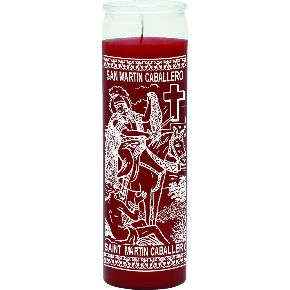 7 Day Glass Candle St. Martin Caballero - Red, SKU WP-575-804, UPC 6016200975929