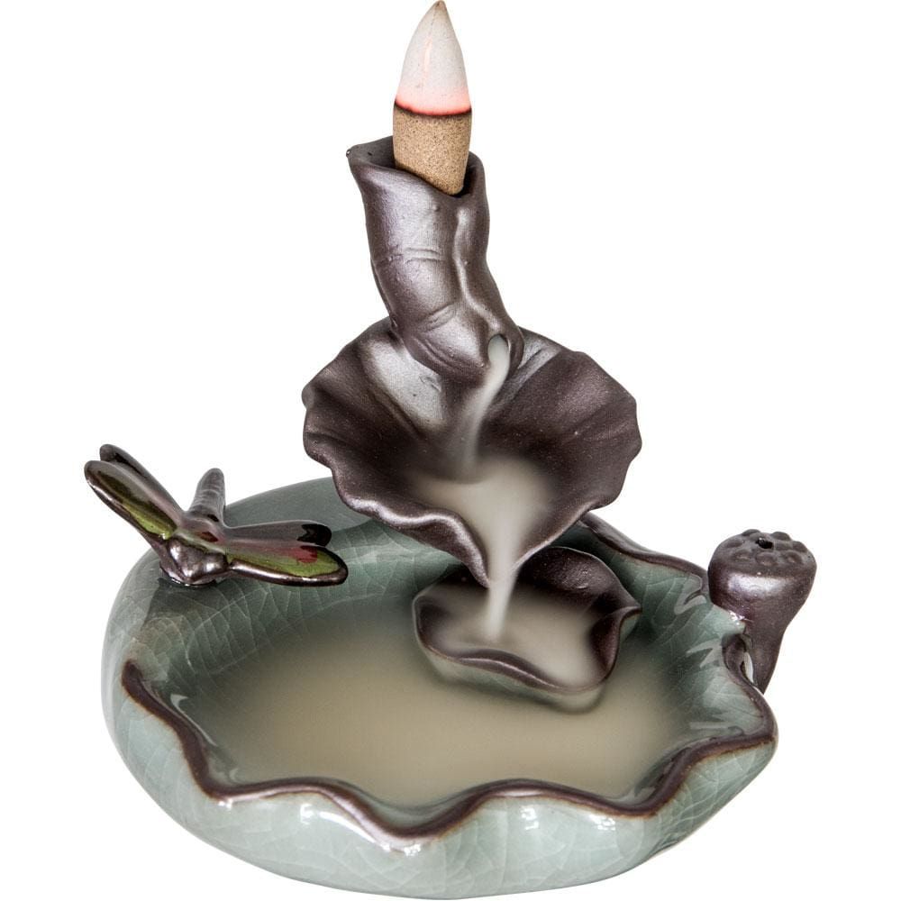 4.5&quot; Ceramic Backflow Incense Burner - Dragonfly, SKU KH-89564, UPC 6016210920988