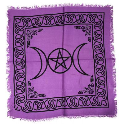 18&quot; Satin Altar Cloth - Triple Moon Pentagram, SKU SC82-TMP, UPC 6016213558508