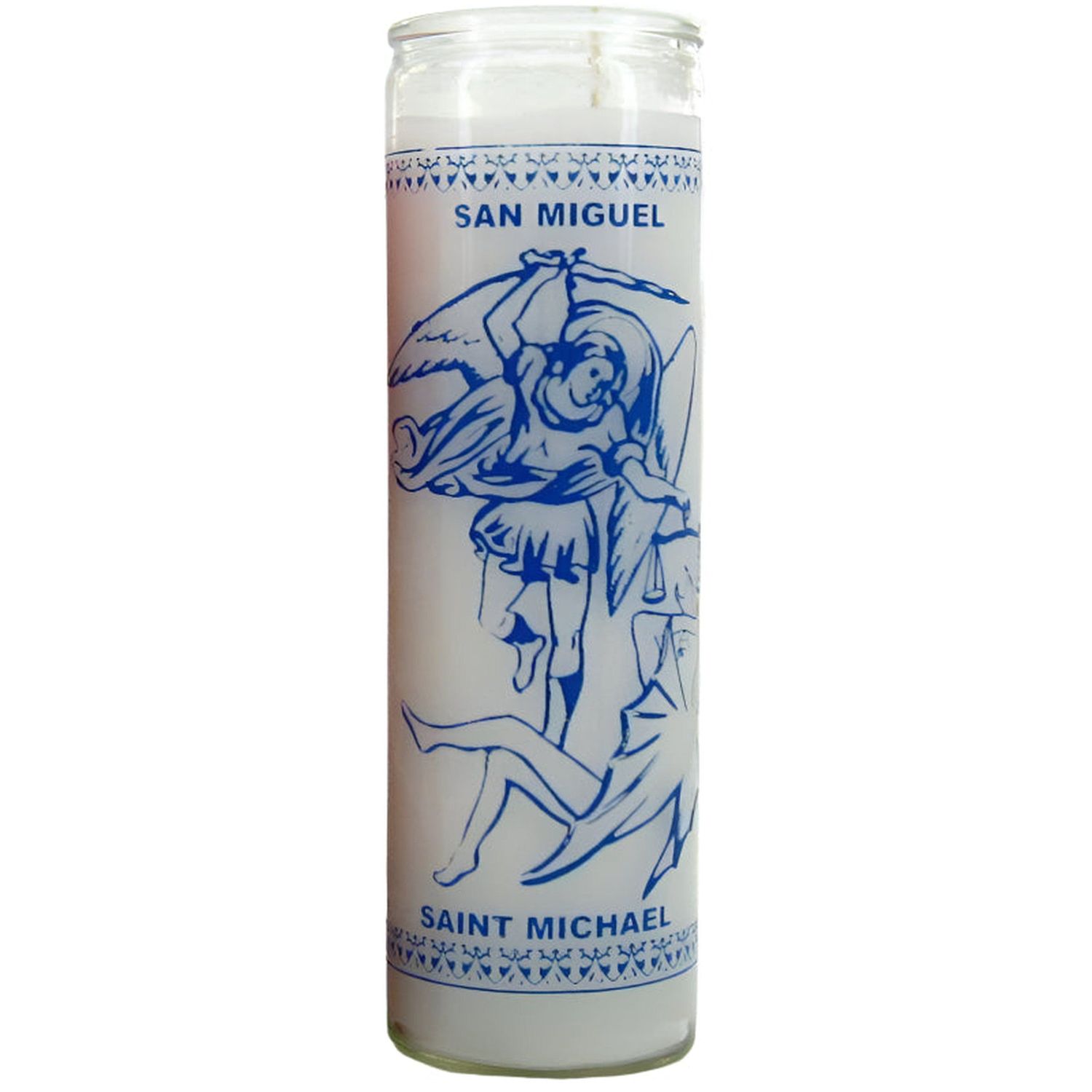 7 Day Glass Candle St. Michael - White, SKU WP-575-806-03, UPC 6016206648681