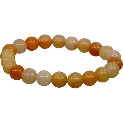 8 mm Elastic Bracelet Round Beads - Yellow Jade, SKU KH-98513, UPC 6016219244207
