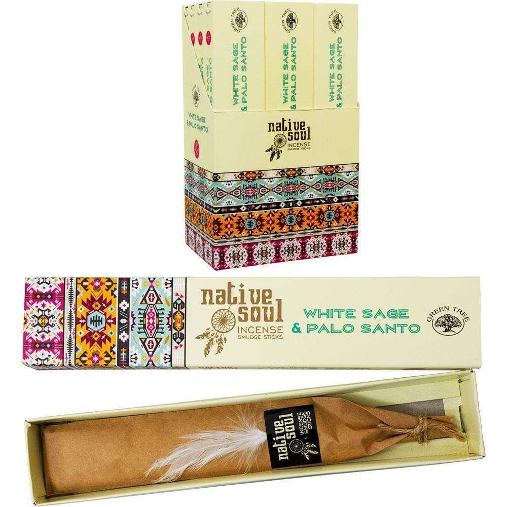 Green Tree Native Soul Incense 15 gram - White Sage &amp; Palo Santo (Pack of 12), SKU KH-72787, UPC 60…