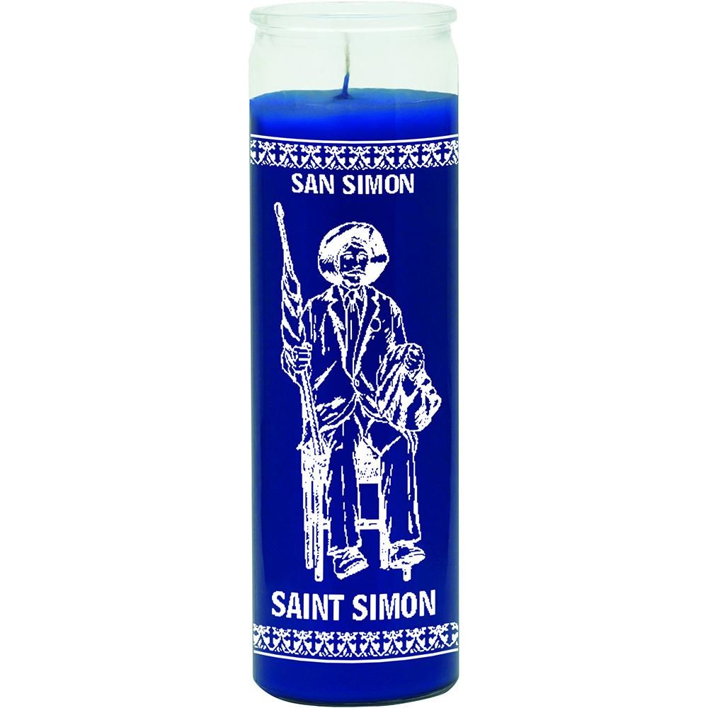 7 Day Glass Candle St. Simon - Blue, SKU WP-575-812-06, UPC 6016014649672