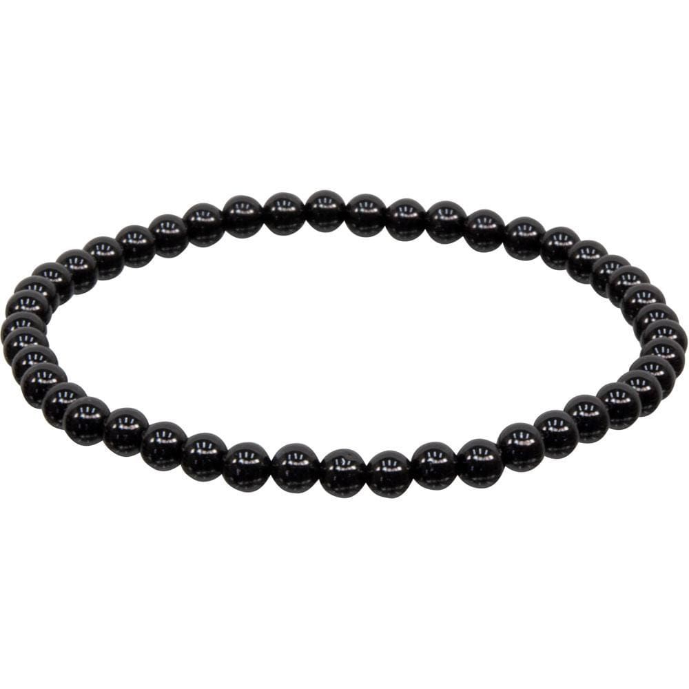 4 mm Elastic Bracelet Round Beads - Black Onyx, SKU KH-98347, UPC 6016203887854