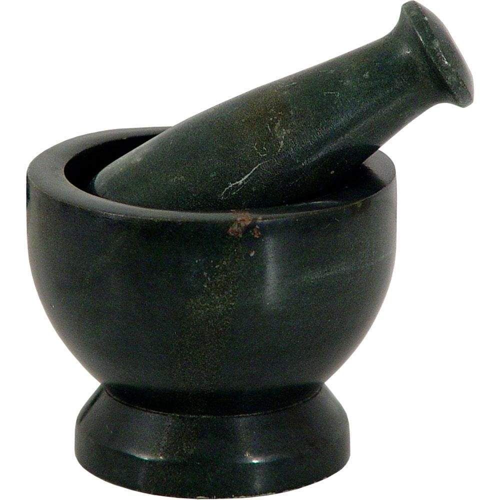 3&quot; Soapstone Mortar &amp; Pestle - Black Plain, SKU KH-64202, UPC 6016210454407
