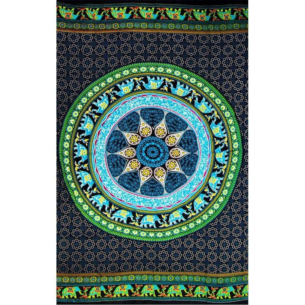 45&quot; x 62&quot; Rayon Sarong - Elephant Mandala, SKU KH-59318, UPC 6016217271212