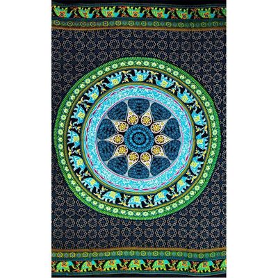 45&quot; x 62&quot; Rayon Sarong - Elephant Mandala, SKU KH-59318, UPC 6016217271212