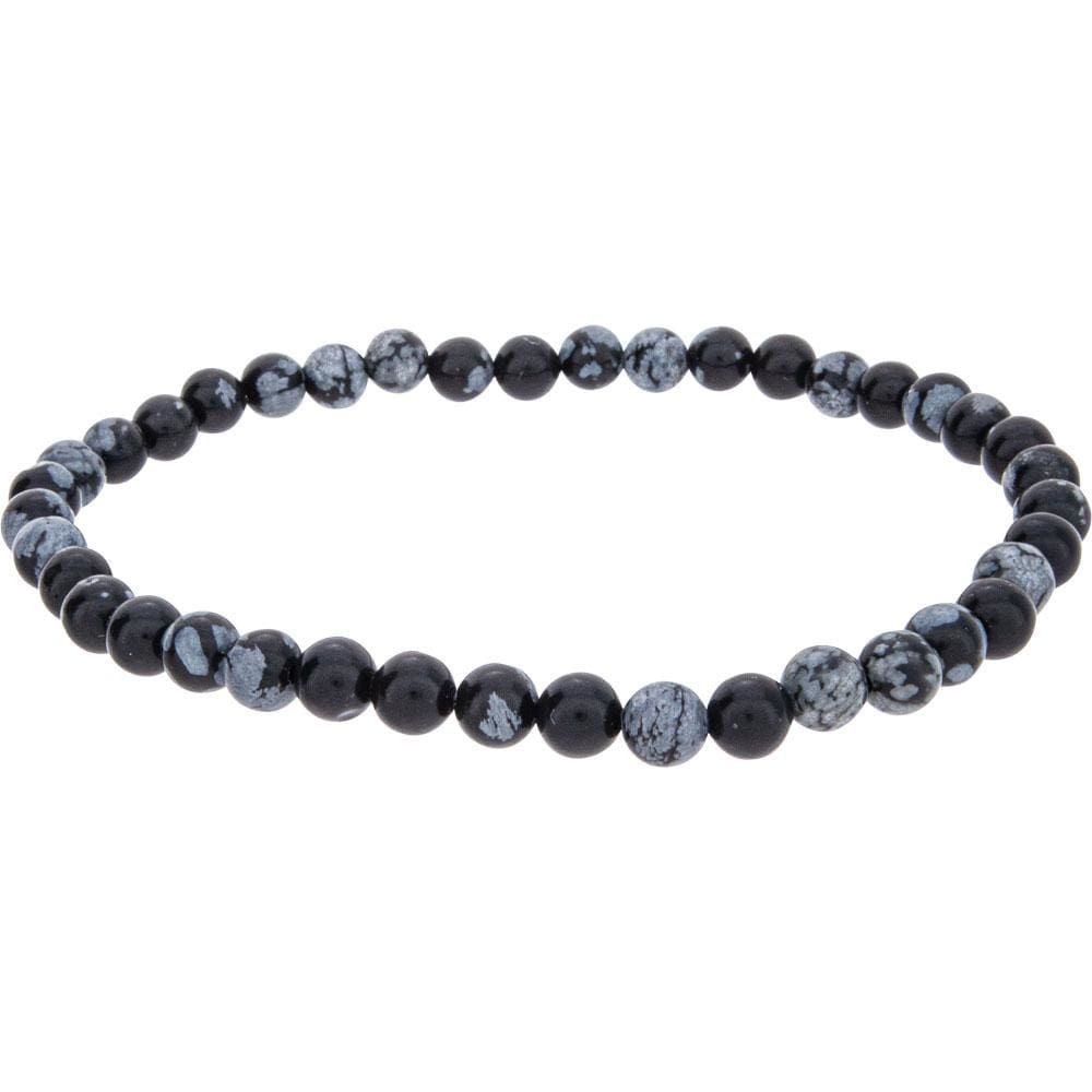 4 mm Elastic Bracelet Round Beads - Snowflake Obsidian, SKU KH-98775, UPC 6016201163165