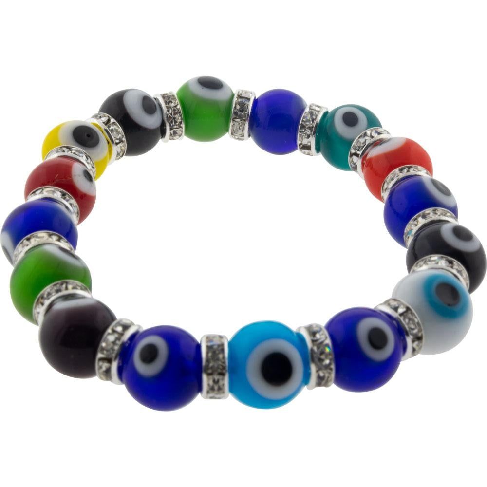 8 mm Elastic Bracelet - Evil Eye Protection Multi Color, SKU KH-98811, UPC 6016019589591