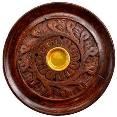 3.75&quot; Wood Carved Stick / Cone Burner, SKU ER4D, UPC 6016205832814