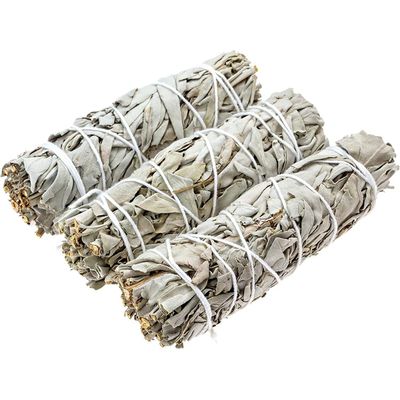 4&quot; California White Sage Smudge Stick (3 Pack), SKU SB5-3, UPC 6016212637624