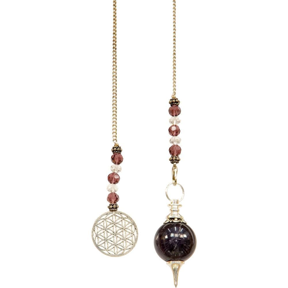 Pendulum Sephoroton - Amethyst with Flower of Life, SKU KH-61349, UPC 6016204310313