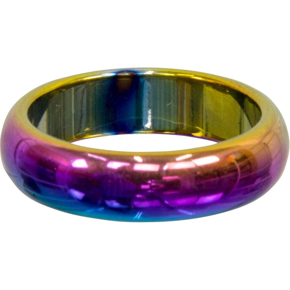 Rainbow Hematite Ring Round Band - Magnetic (Pack of 50), SKU KH-95342, UPC 6016221729747