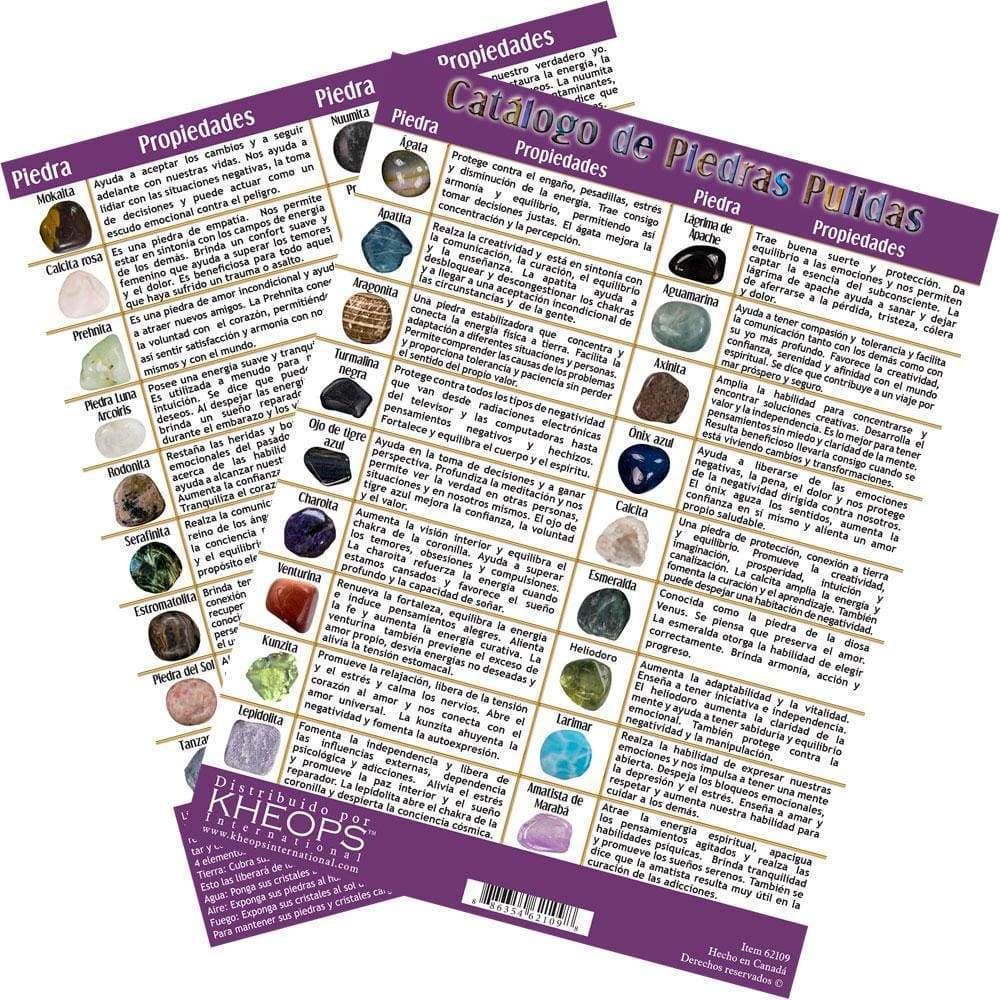 8.5&quot; x 11&quot; Spanish Information Chart - Tumbled Stones #2, SKU KH-62109, UPC 6016207030072