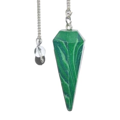 6-Sided Pendulum - Reconstructed Malachite, SKU PEND-52, UPC 6016208331352