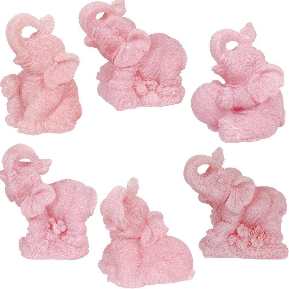 2&quot; Frosted Acrylic Feng Shui Figurines - Elephants - Pink (Set of 6), SKU KH-33335, UPC 60162084974…