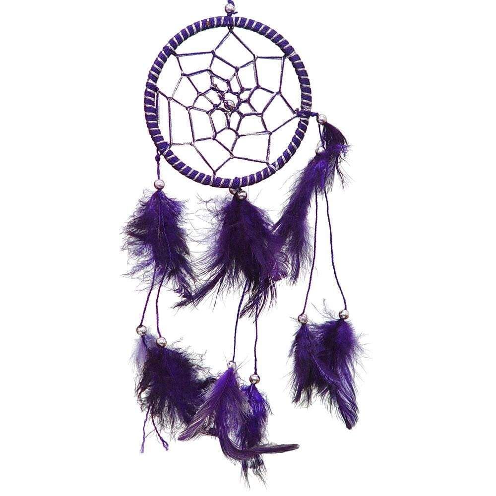 12&quot; Dream Catcher - Purple Feathers (Pack of 4), SKU KH-30019, UPC 6016206057070