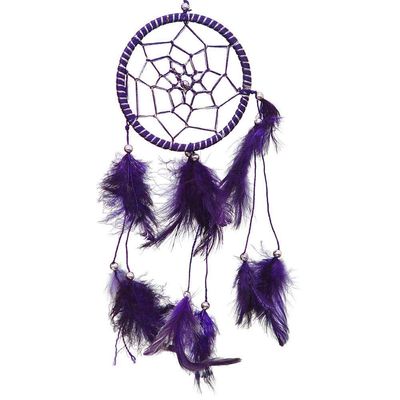 12&quot; Dream Catcher - Purple Feathers (Pack of 4), SKU KH-30019, UPC 6016206057070