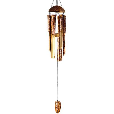 16&quot; Bamboo Wind Chime - Fire-Burned, SKU KH-30158, UPC 6016207712718
