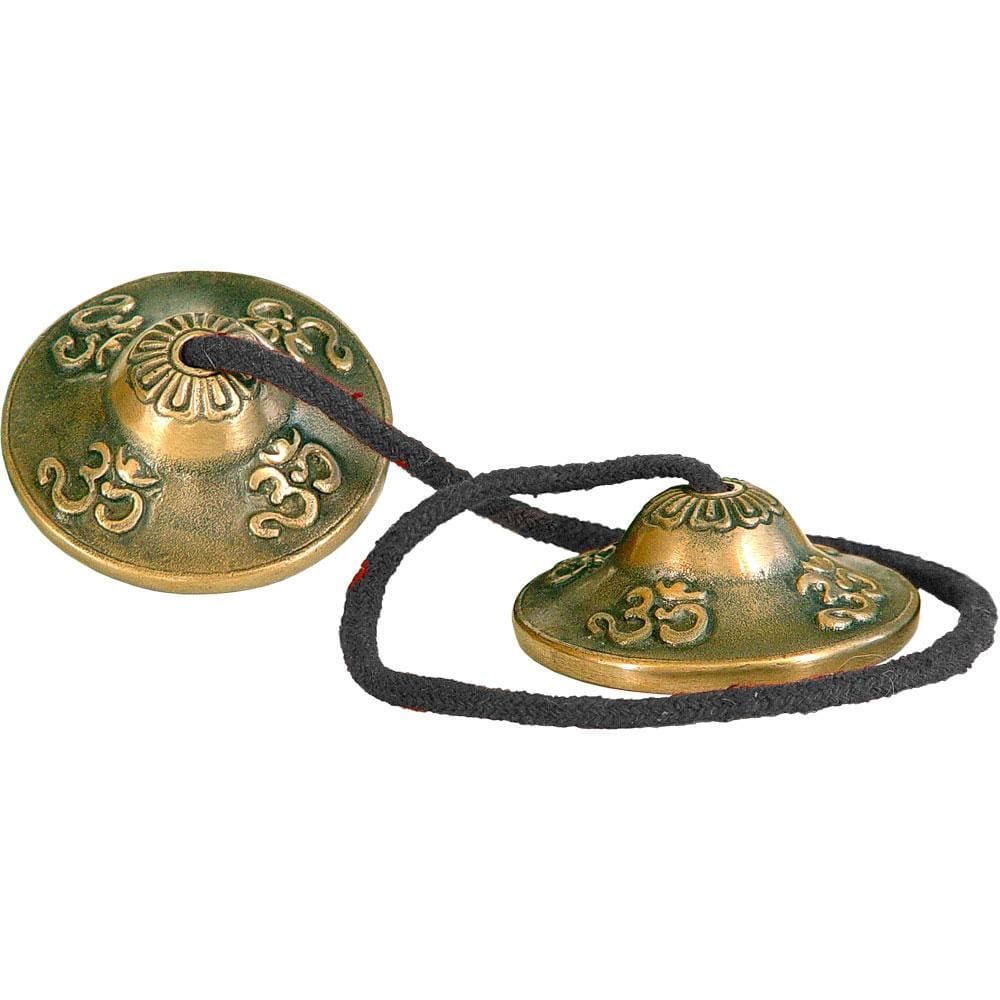 2&quot; Tibetan Tingshas / Cymbals - Om Embossed, SKU KH-31518, UPC 6016208911929