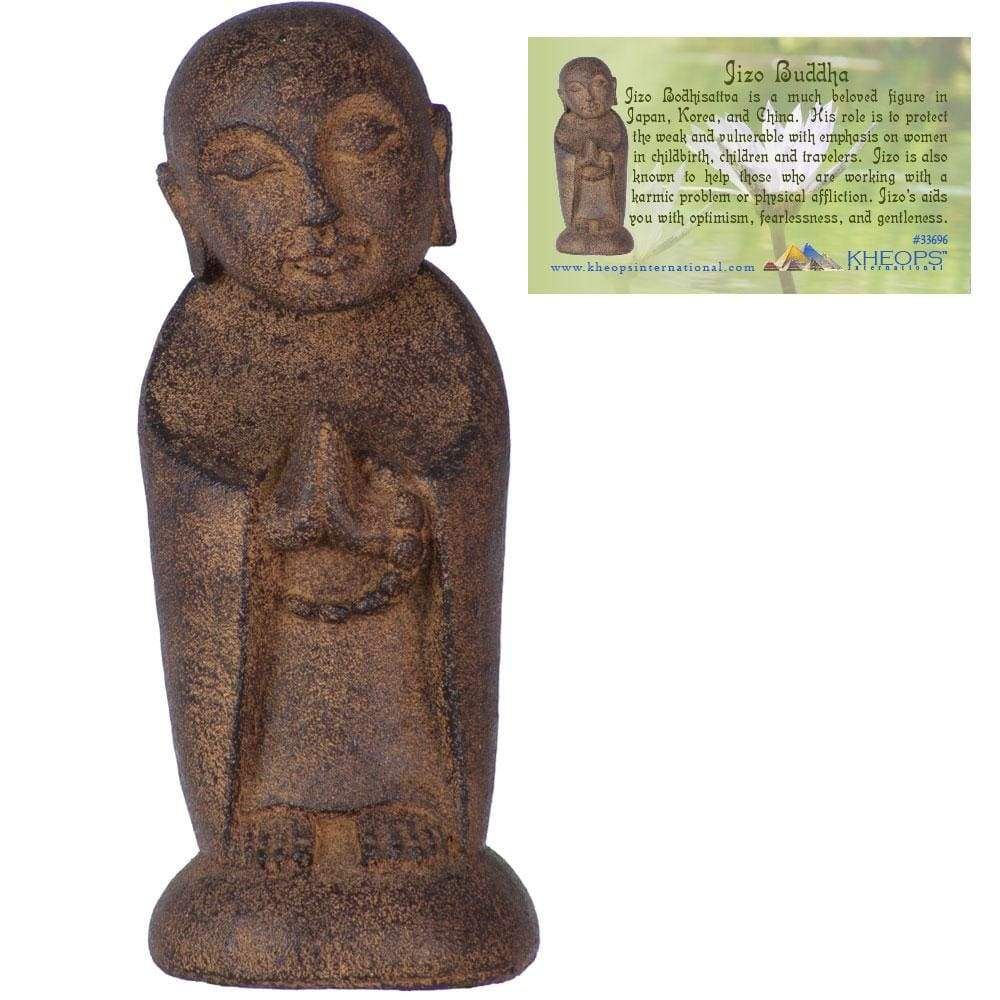 8&quot; Volcanic Stone Statue - Jizo Buddha - Brown, SKU KH-33696, UPC 6016215238200