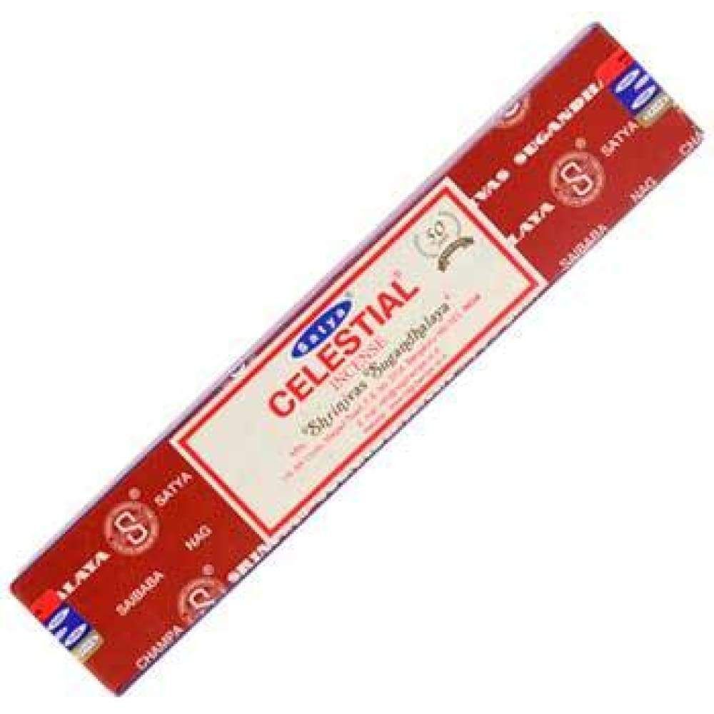 Celestial Satya Incense Sticks 15 gram, SKU NA-1, UPC 6016205369334