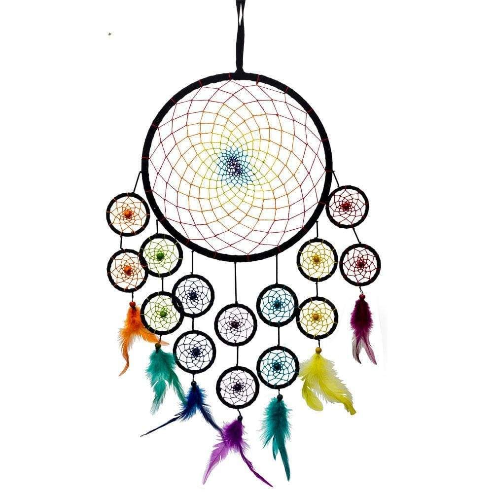 28&quot; Dream Catcher - Double Row Chakras, SKU KH-30218, UPC 6016204481488