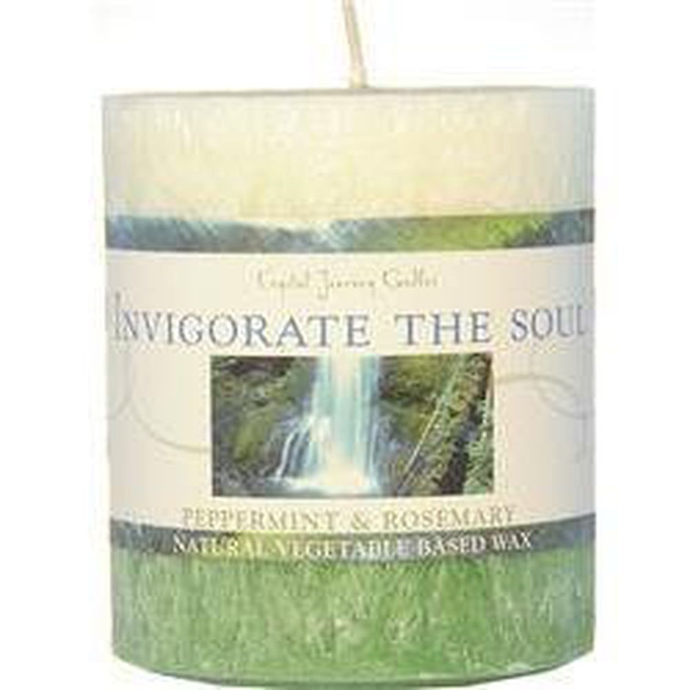 3&quot; x 3.5&quot; Natural Pillar Candles - Invigorate the Soul, SKU CJ-V002, UPC 6016201699695
