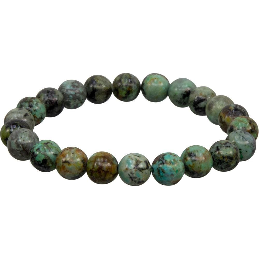 8 mm Elastic Bracelet Round Beads - African Turquoise, SKU KH-98618, UPC 6016214320357
