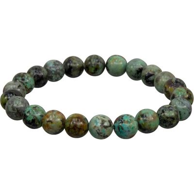 8 mm Elastic Bracelet Round Beads - African Turquoise, SKU KH-98618, UPC 6016214320357