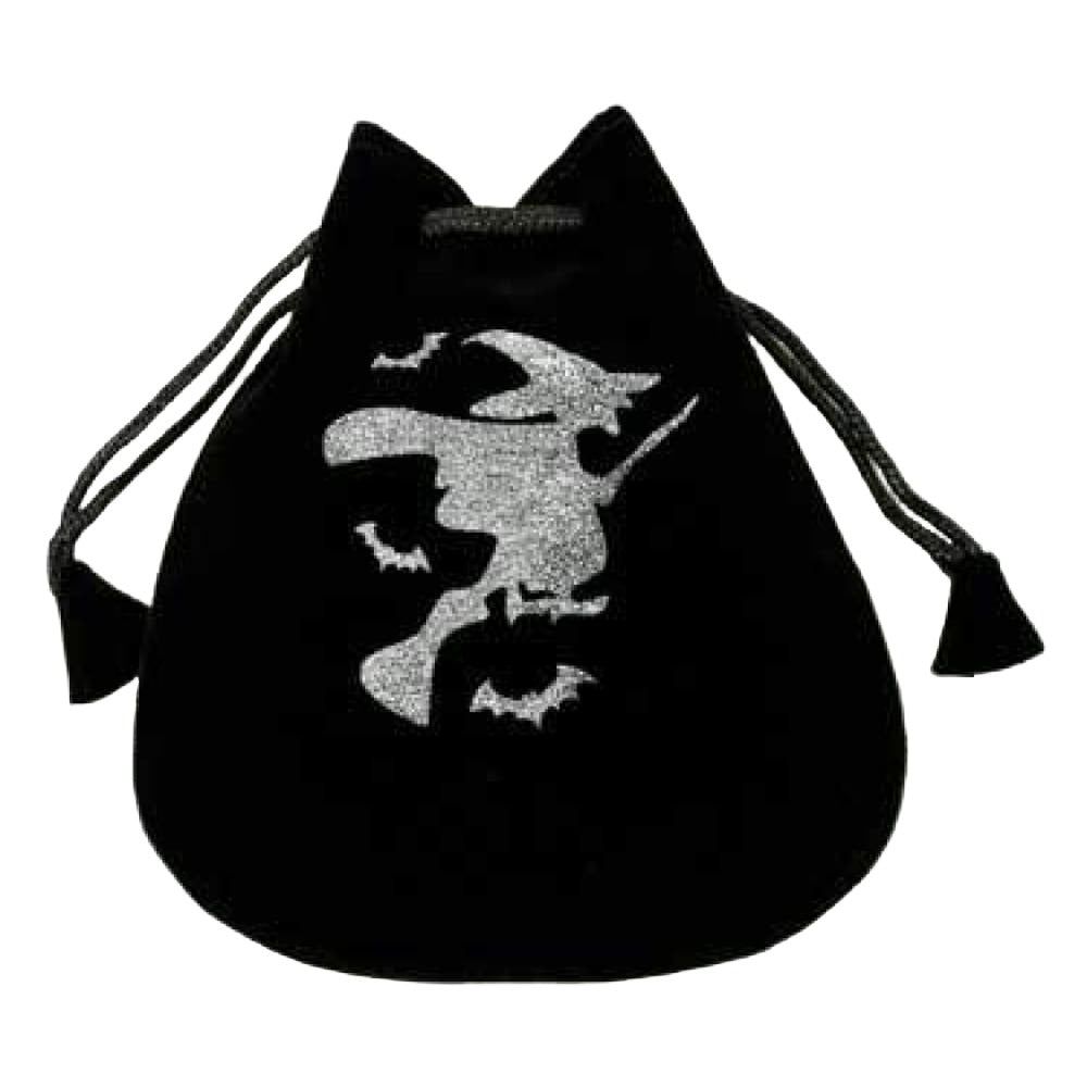 5&quot; x 5&quot; Black Velvet Bag - Witch, SKU Y004-VBW, UPC 6016221173120