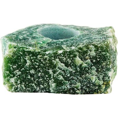 4-5&quot; Rough Gemstone Tealight Candle Holder - Green Aventurine, SKU KH-04631, UPC 6016203916943
