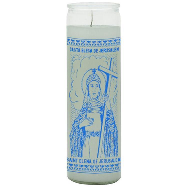 7 Day Glass Candle St. Elena - White, SKU WP-575-814, UPC 6016201493415