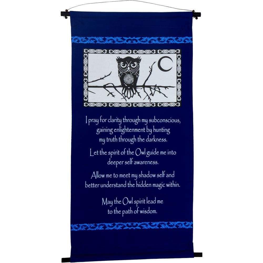 32&quot; Cotton Inspirational Banner - Owl Spirit Prayer, SKU KH-57532, UPC 6016205062051