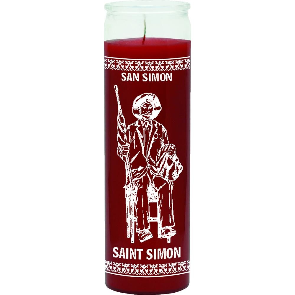 7 Day Glass Candle St. Simon - Red, SKU WP-575-812-02, UPC 6016010260277