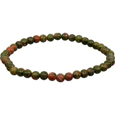 4 mm Elastic Bracelet Round Beads - Unakite, SKU KH-98631, UPC 6016219366305