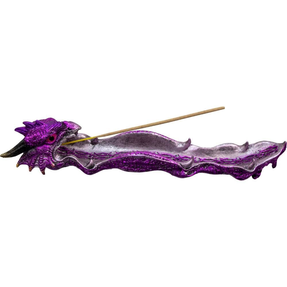 12.5&quot; Polyresin Incense Holder - Purple Dragon, SKU KH-89326, UPC 6016215174126