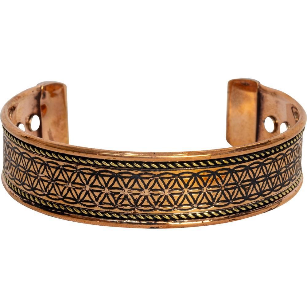 Antique Copper Magnetic Bracelet - Flower of Life, SKU KH-98794, UPC 6016214883869