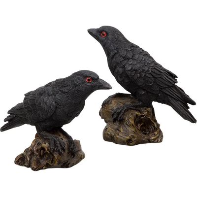 2.5&quot; Polyresin Figurine Statue - Raven (Set of 2), SKU KH-33327, UPC