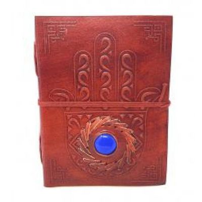 5&quot; x 7&quot; Evil Eye Stone Embossed Leather Journal with Cord, SKU JB75-EE, UPC 6016200521539