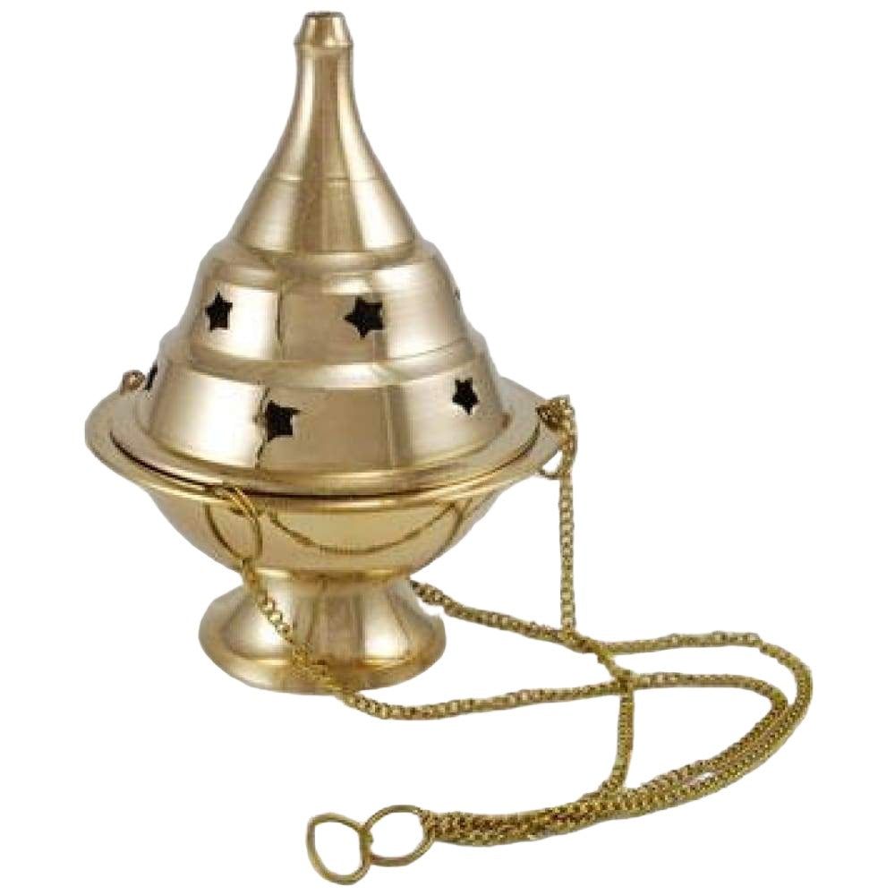 3.75&quot; Hanging Brass Censer Burner (Assorted Designs), SKU BR1674, UPC 6016207743798