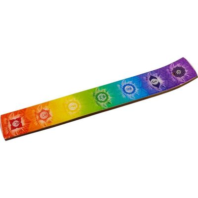 10&quot; Wood Printed Incense Holder - 7 Chakras, SKU KH-89581, UPC 6016205627656