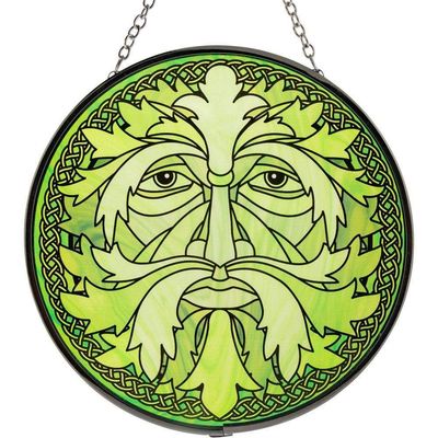 6&quot; Glass Suncatcher - Green Man Celtic, SKU KH-63028, UPC 6016203539593