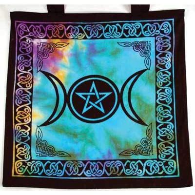 18&quot; x 18&quot; Triple Moon Pentagram Tie Dye Tote Bag, SKU SC74-TMP, UPC 6016208625611