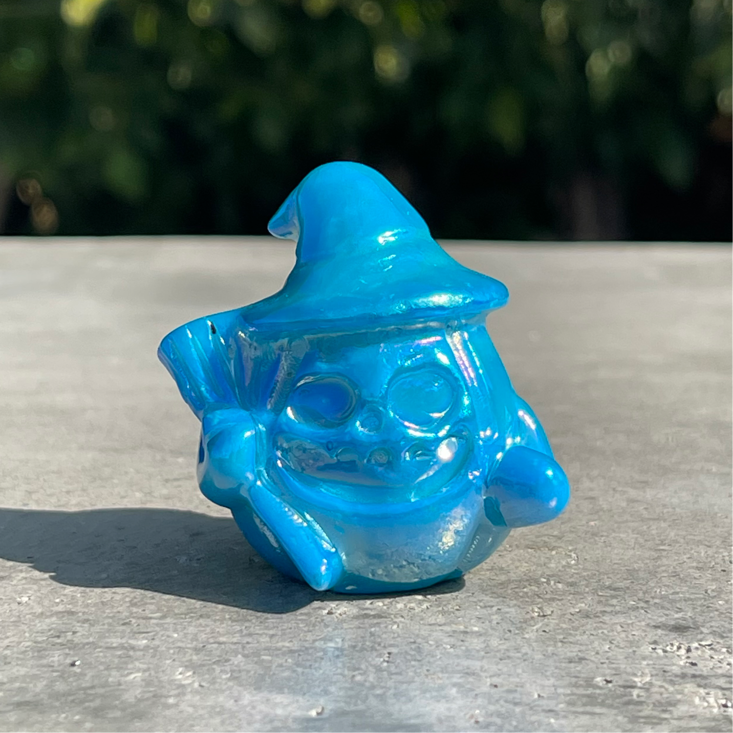 Natural Aqua Aura Agate Hand Carved Crystal Ghost with Broom - (2 x 1.5 x 2 inch), SKU MP-320, UPC …