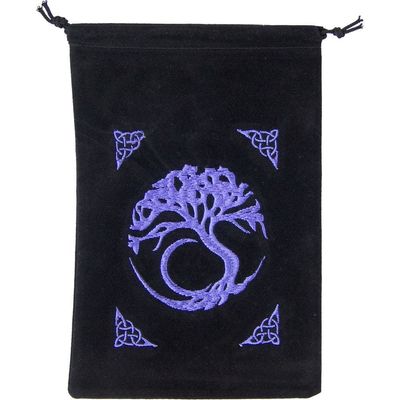 5&quot; x 7&quot; Embroidered Unlined Velvet Bag - Tree of Life, SKU KH-60095, UPC 6016224323379