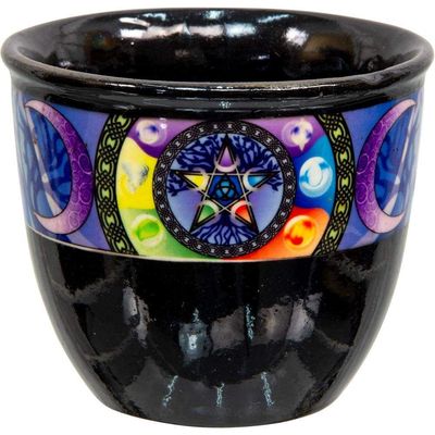 3.5&quot; Ceramic Smudge Pot - Pentacle, SKU KH-44010, UPC 6016202526587