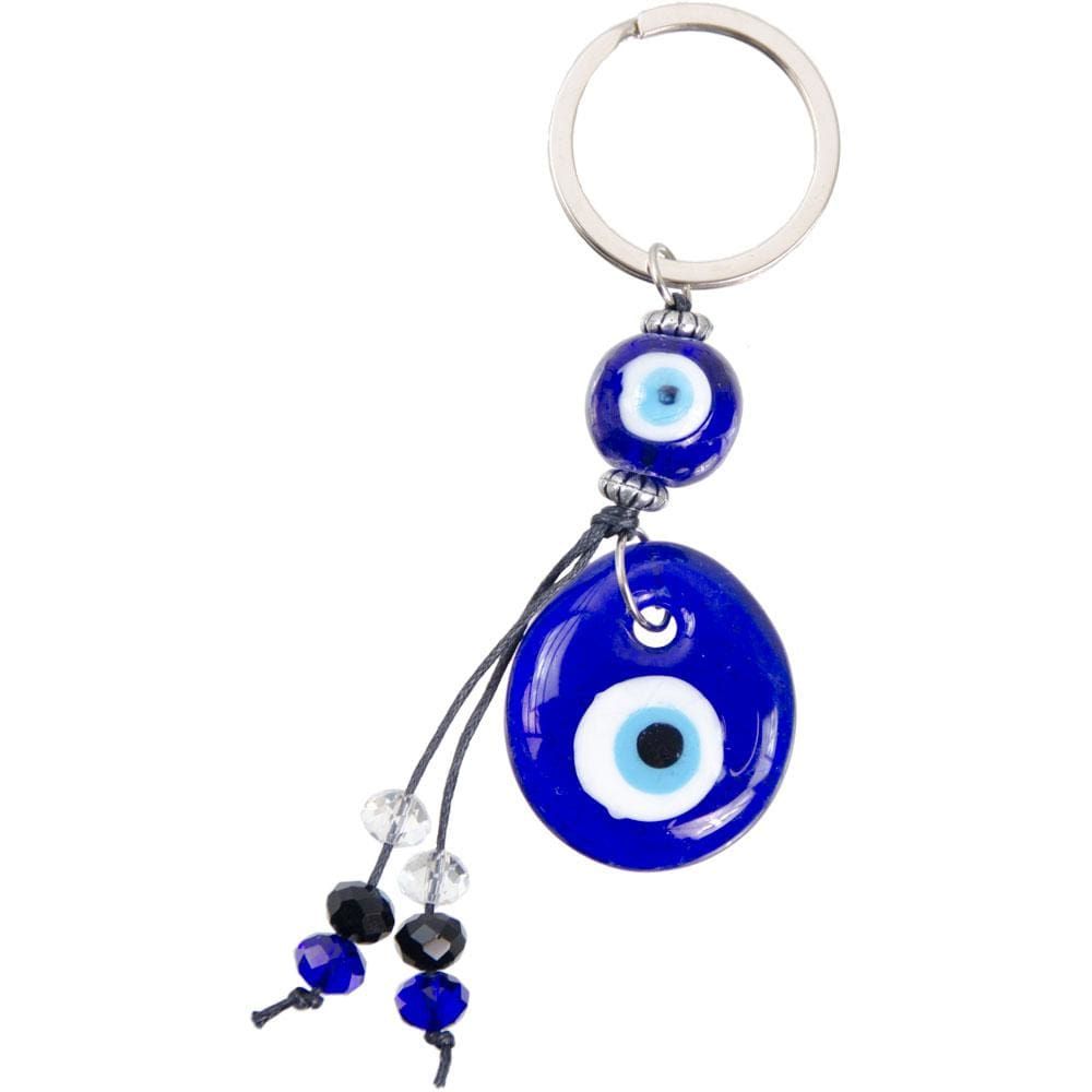 4&quot; Evil Eye Talisman Key Ring - Glass Evil Eye, SKU KH-63401, UPC 6016202113169